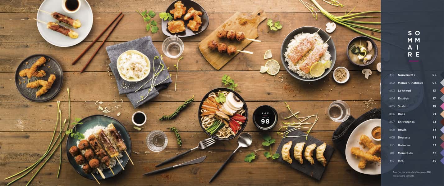 photographe culinaire planet sushi table carte chaud