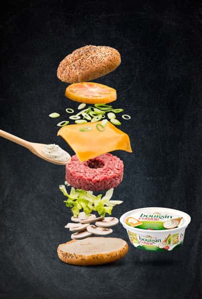 photographe culinaire bel food service boursin burger levitation